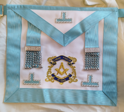 Craft Worshipful Masters Apron - Leather - Embroidered Lodge Logo (image for) Craft Worshipful Masters Apron - Leather - Embroidered Lodge Logo